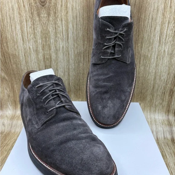 Vince Grey Suede Leather Lace Up Dress Shoes - Picture 7 of 11